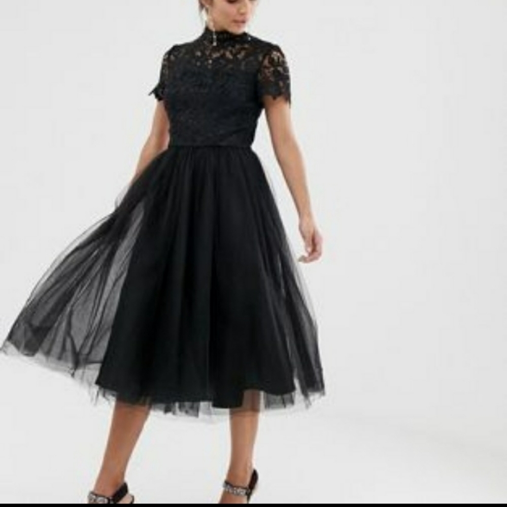 nwt chi chi london asos lace mid bronte dress 6